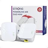 STRONG AV600Mbit/s Powerline Adapter Set, HomePlug AV2 Powerline Internet-Erweiterung, Plug & Play, Ein-Knopf-Sicherheit, Energiesparmodus, 100Mbps LAN Ports, ideal für TV, PC, Gaming Konsole (PL600M)