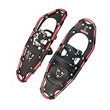 ALPIDEX Schneeschuhe Aluminium Rahmen Damen Herren ab Schuhgröße 36 bis 135 kg Ratschenbindung Tragetasche, Farbe:Black/Red 25