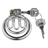 Yerbssk Klein Tragbar Peniskäfig Metall Cock Cage Flat Keuschheitsgürtel Herren Edelstahl Chastity Cage Extrem Keuschheitskäfig mit 40/45/50MM Penisring Bondage Sexspielzeug für Männer(40mm)
