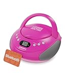 OAKCASTLE CD250 Tragbar Bluetooth Boombox | Einfache Kontrollen CD Player fur Kinder | Tragbare CD Spieler mit FM Radio, 30 Radiovoreinstellungen, LED-Anzeige & Kopfhörerbuchse (Rosa)
