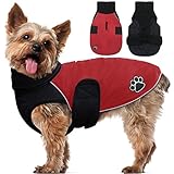 ALAGIRLS Winter Welpe Warme Jacke, Hundejacke wasserdichte mit Gefüttert Winddichte Hundekleidung für Kleine Mittel Große Hunde Rot L