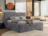 MKS MEBLE Polsterbett 140x200 Grau Cord mit Taschenfederkernmatratze, modernes Design, stabile Konstruktion – Doppelbett mit Bettkasten, Designerbett - TILIANO Classic