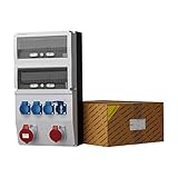 Stromverteiler eXT mit 4x230V 32A 16A CEE Steckdosen Wandverteiler Steckdosenverteiler Baustromverteiler Doktorvolt