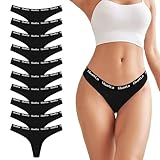 Uizuooy 10er Pack String Tanga Damen Baumwolle Sexy Unterwäsche für Frau Sexy Slip for Women Sportbund Thongs Soft Dessous Thong Mehrpack BL-L-10