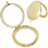 Disnace Taschenspiegel Mini Schminkspiegel Klappbare Mini Schminkspiegel, Doppelseitig Taschenspiegel Kosmetikspiegel Für Reisen 65MM Kompakter Kosmetikspiegel Make-Up-Spiegel (Gold)