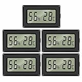 EEEKit 5-Pack Mini LCD Digital Thermometer Hygrometer, Temperaturmesser Feuchtigkeitsmesser Luftfeuchtigkeit Tester für Gewächshaus/Autos/Zuhause/Büro -50°C~ 70°C…