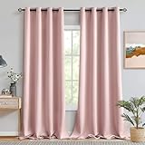 MIULEE Vorhang Kinderzimmer Mädchen mit Ösen 140X245 cm, Hellrosa erdunklungsvorhänge zum Verdunkeln von Räumen, 2er Set Gardinen Abdunkelnd Schlafzimmer Wohnzimmer, Vorhänge Rosa Blickdicht