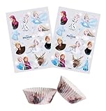 Dekozauber24 Frozen Set 24x Essbare Muffinaufleger + 25x Muffinschalen Tortendeko Kindergeburtstag Muffin Deko