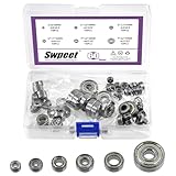 Swpeet 60Pcs 6 Größen 693ZZ, 623ZZ, 624ZZ, 685ZZ, 687ZZ, 627ZZ Kugellager Sortiment Kit, Kohlenstoffstahl Rillenlager, doppelt geschirmte Lager, kleine Lager