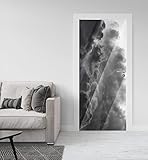 MyMaxxi - Tür bekleben mit Türtapete Selbstklebend 90x200 Dunkele Wolken - Türfolie mit Premium Glanzeffekt - Türaufkleber metallic Silberfolie - Türposter Türklebefolie Himmel Wolken schwarz weiß