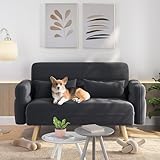 Yaheetech Kleines Sofa Mini Gepolsterte Couch mit 2 Lendenkissen Loveseat Sitzfläche 96 × 51 cm für Loft/Apartment/Spielzimmer Dunkelgrau