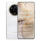 realme 14 Pro 5G Smartphone 8 + 256 GB, Handy, Prozessor Dimensity 7300, Akku 5130 mAh mit Schnellladung 45 W, OLED 6,77 Zoll 120 Hz, Dreifach-Kamera 50 MP OIS, Weiß (mit Adapter)