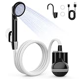 YAOBLUESEA Camping Dusche mit Pumpe tragbare Campingdusche mit Akku 2200mAh wiederaufladbar Batterie Portable Dusche Set für Außen und Innen mit 1.8m Schlauch für Garten Strand Reisen Autowäsche-IPX8
