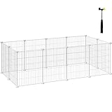 SONGMICS Freilauf, DIY-Kleintiergehege, Kleintierkäfig, Welpenauslauf, Kaninchen, Meerschweinchen, Metallgitter, weiß LPI01W