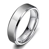 Zakk Damen Herren Ringe Titan Silber Matt Gebürstet Verlobungsring Partnerring Eheringe Trauringe 4mm 6mm 8mm 10 mm Breit (6mm,60 (19.1))