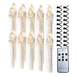 YJY LIGHT Christbaumkerzen LED mit Fernbedienung 20er, Dimmbar & Timer, Clip & Drehbar, 3000K warmweiß IP64 Wasserfest – batteriebetriebene Weihnachtsbaumkerzen Kabellos für Weihnachtsbaum Tannenbaum