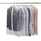 Niviy Kleidersack Anzug 6 Stück Hochwertiger Kleidersäcke, Transparent 60x100 cm Atmungsaktiver Stoff, für Anzüge Kleider Mäntel Sakkos Hemden Abendkleider Anzugsack Aufbewahrung Kleiderhülle