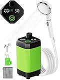 Upgrade Tragbare Campingdusche, Camping Dusche mit Wiederaufladbarem 6000mAh Akku und Temperaturanzeige, Mobile Duschen Set mit Duschkopf und Schlauch für Wandern, Camping, Reisen, Strand, Haustier