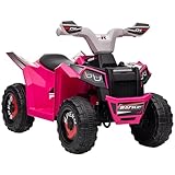 HOMCOM Elektro Kinderquad, Elektrofahrzeug mit Vorwärts-und Rückwärtsfunktion, 2,5 km/h, 6 V Mini Elektroquad für Kinder 1,5-3 Jahre, Rosa