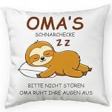 FLYWIND Geschenk für Oma Großmutter Muttertagsgeschenk Geburtstag Lustige Weiß Kissenbezug Faultier 45 * 45cm Geschenke für Oma zum Muttertag