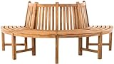 CLP Baumbank Leming I Naturbelassene Holzbank Mit Rückenlehne Aus Massivem Teakholz I Bank mit 4 Sitzplätzen, Größe:200 cm