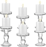 6 Stück Kerzenhalter aus Glas, konische Kerzenständer aus Glas, Stumpenkerzenhalter aus klarem Kristall, rustikaler Kerzenständer für Esstisch, Hochzeit, Heimdekoration, Wohnzimmer (3 Größen)
