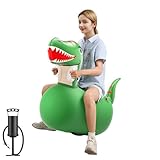 QPAU Aufblasbarer Hüpf Dinosaurier 1 Stück mit Handpumpe, Hochbelastbar Riese Hüpfende Pal, 220lbs Tragfähigkeit, Hüpftier Hopper Spielzeug, Innen Außen Hüpfpferd, für Mädchen Jungen im Alter von 5+
