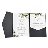 MillaSaw Hochzeitseinladungen, Schwarz, Einladungen für Hochzeit, Feier, Geburtstagsfeier, Kartenhalter für Valentinstag, 25 Stück (schwarz)