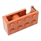 Tyenaza -Klebebandspender, süßer Bausteinklebebandspender Easy Cuting Desk Tape Halter School Office Lernraum (Orange)