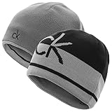 Calvin Klein CK Herren Reversible Strickmütze Mütze - Schwarz/Silber