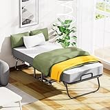Mutital Klappbett 200x90 cm mit 13cm Matratze für Erwachsene, stabiles tragbares Klappbett auf Rollen mit Aufbewahrungsbezug, zusätzliches klappbares Gästebett, Rollbett mit Mentalrahmen, Kinderbett
