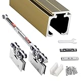 schiebetürbeschlag Langsam Schließende Glastürschiene, Schiebetürbeschläge Und -schiene für Einflügelige Glastüren, Leise Schiebetürbeschläge für Schränke(Champagne,400cm/157.5in)
