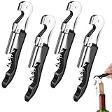 JUGUTA 4 Stück Kellnermesser, 3-In-1 Flaschenöffner, Korkenzieher Edelstahl, Weinöffner Für Sommeliers, Kellner Und Barkeeper, Bieröffner Und Folienschneider Set