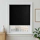 CLAIREHAN Verdunkelungsrollos für Fenster, einfach anzubringen, moderner Stil, Kordelrollos für Schlafzimmer, UV-Schutz, Fensterrollo mit Federsystem, Schwarz, B 39 x L 72 cm