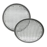 Maxi Nature Pizzablech 2er-Set - Antihaftbacken, gleichmäßige Wärmeverteilung - Pizzapfanne für den Backofen - Gelochter Edelstahl für knusprige Kruste - 13 Zoll, 33 cm