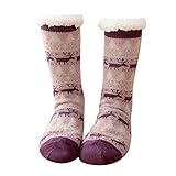 Generisch Stecker Socken drucken dickere rutschfeste Bodensocken Teppichsocken Diabetiker Socken Herren 45 (Purple, One Size)