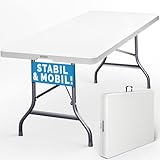 Casaria® Gartentisch 183x76cm Klappbar Wetterfest Tragbar Kunststoff Garten Terrasse Camping Balkontisch Klapptisch Campingtisch Buffettisch Weiß