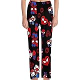 𝗛𝗲𝗹𝗹𝗼 𝗞𝗶𝘁𝘁𝘆/𝗦𝗽𝗶𝗱𝗲𝗿𝗺𝗮𝗻 Pyjama Hose Damen Pyjamahose Lang Y2K Schlafhose Kawaii Cartoon Schlafanzughosen für Damen Bequem Womens Pyjama Hosen Teenager Mädchen Autumn Winter Geschenke