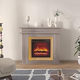 Elektrokamin, LED Kamin, 39 Zoll Elektrischer Standkamin mit Heizung, 3D-Flammeneffekt, Timer, 20-Farb-LED Ambientelicht und Fernbedienung, Elektrischer Kamin, Deko Kaminfeuer,(Eichenfarbe)