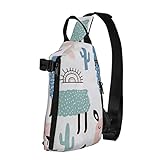 Yiduoduox Schultertasche, Motiv: Blätter auf rustikalem Holz, für Reisen, Wandern, Tagesrucksack, Umhängetasche, Tropischer Kaktus Tier Lama, EinheitsgröÃŸe