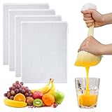 Nussmilchbeutel, 45,7 x 61 cm, Nylon-Käse-Tuch zum Abseihen, starke, feinmaschige Siebbeutel mit Kordelzug, wiederverwendbare Nussbeutel für kaltgebrühten Kaffee, Tee, Bier, Joghurt, 4 Stück