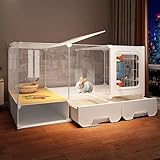 Transparenter Kaninchenkäfig Mit Herausziehbarer Ablage Und Stauraum - Leicht Montierbarer Kleintierstall für Zuhause Oder Die Tierhandlung