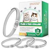 Zecken‑Flohhalsband Katze – 24 Monate Schutz, verstellbares Katzen Halsband, hautfreundliches flohhalsband Katze, wasserdichtes zeckenhalsband für Katzen (Ggrau, 4 Stück)