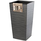 KADAX Blumentopf, Blumenkübel aus Kunststoff, Pflanzkübel für Blumen, Innen- und Außenbereich, Garten, Balkon, Terrasse, Haus, wetterfest, Rattan Imitation (75,5cm Höhe, Grafit)