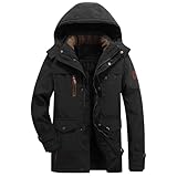 Sunnyuk Winterjacke Herren 4XL, Parka Herren Winter Fleecefutter Dicker Kapuzenjacke Viele Taschen Winddichter Winterjacke Winterparka mit Kapuze Warm Wintermantel Outdoor Funktionsparka, L-5XL