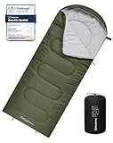 KingCamp Schlafsack Deckenschlafsack Camping Outdoor 3-4 Jahreszeiten für Erwachsene Kinder Ultraleicht Warm Waschbar beim Reisen und Abenteuern, (Olive L Zip, 220×75cm)