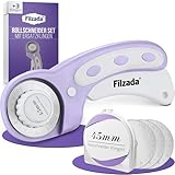 Filzada® PROFI Rollschneider Stoff - Set mit 3x Rollmesser ⌀ 45mm - Rotary Cutter mit ULTRA scharfen Klingen - Rollenschneider Stoff - Rollschneider Papier - Stoffschneider