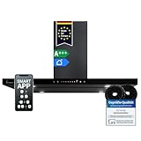 KKT KOLBE A+++ Dunstabzugshaube 90 cm 680 cbm/h Inselhaube Abluft Umluft Schwarz Glas Smart WiFi WLAN App Nachlaufautomatik SensorTouch inkl. Kohlefilter FLAT-INSEL-6S