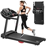 UMAY Laufband Für Zuhause Klappbar 14km/h,Laufbänder 3.0PS/2200W mit Herzfrequenzmonitor, APP und Lautsprecher, Treadmill for Home mit 12 Trainingsprogrammen,Max Belastung 136KG