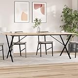 Woonisher Esstisch X-Gestell 200x100x75cm Massivholz Kiefer und Stahl